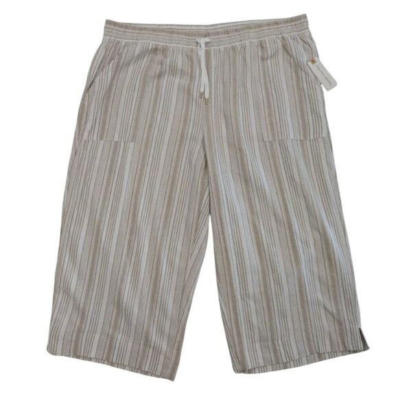 Land N Sea Women's Beige & White Striped Linen Blend Shorts, Size 3X, NWT - Picture 1 of 9